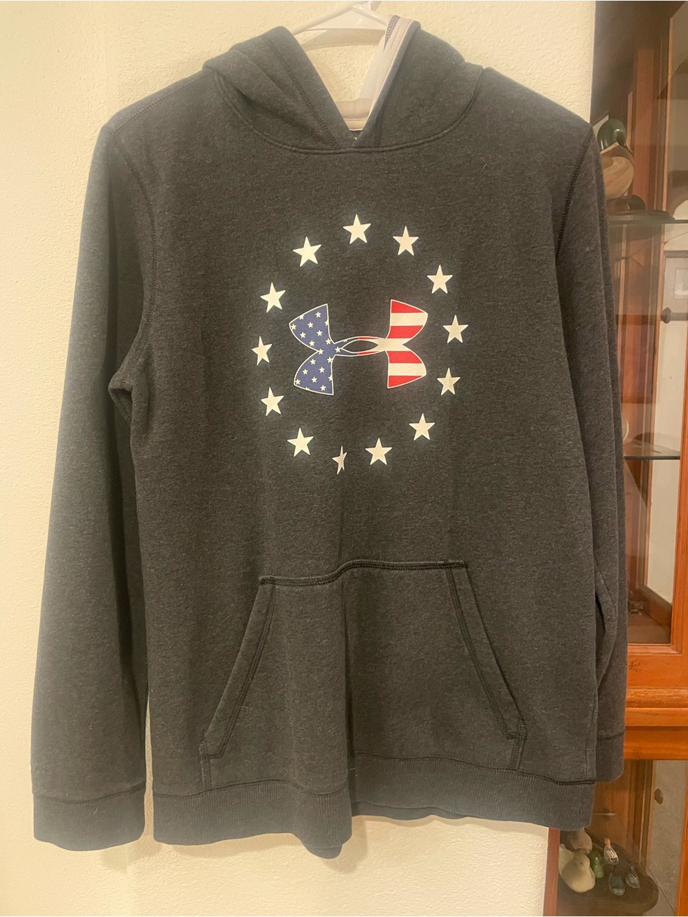Under Armour Dark Gray Hoodie with USA Flag Logo